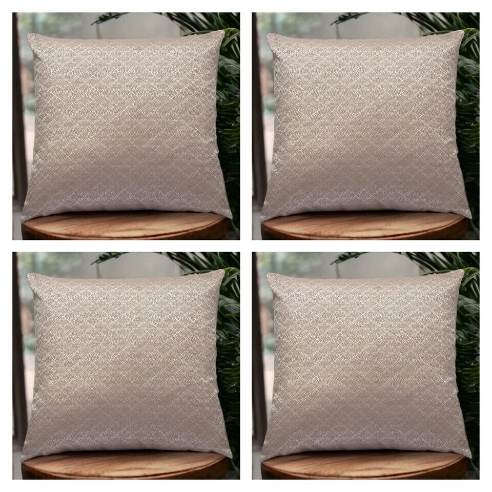 Juego de 4 Cojines Rellenos Italiano Marrón Champagne Bloque Dorado 18x18" 45x45cm Foto 1 de 4