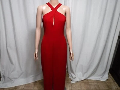 Tahari длинный красный крест спереди платье с передней разрез двойной подкладки размер 6 - Изображение 1 из 4