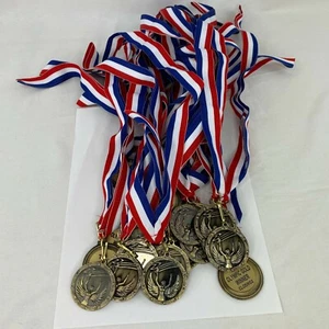 Gold Medal LOT Winner Ribbon Lanyard Place Red White Blue Olympic Closings B32 - Picture 1 of 6