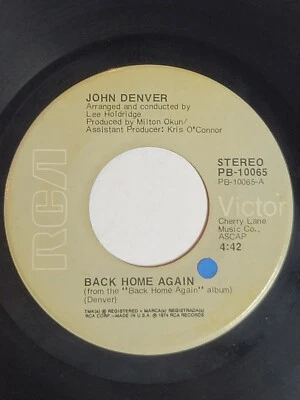  JOHN Denver ~  Back Home Again / It's Up To You ~ 7" 45 RPM  Foto 1 de 4