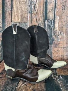 Vintage Code West by Dan Post Cowhide Hair On Womens 9M Cowboy Leather Suede USA - Picture 1 of 20