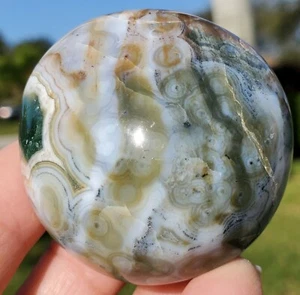 Ocean Jasper Madagascar/NEW 8TH VEIN!/51mm Palmstone/GORGEOUS/MAROVATO OJ/RARE! - Picture 1 of 12
