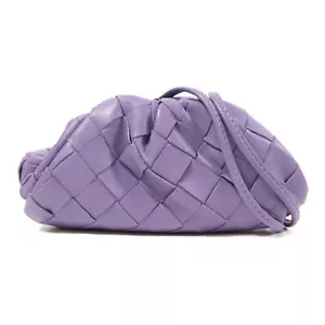 BOTTEGA VENETA BV SHW Pouch Shoulder Bag 577816 Intrecciato Leather Purple - Picture 1 of 13