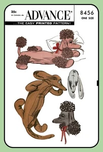 Bolsa de pijama patrón o animales de peluche perro caniche Dachshund Advance 8456 de colección 1957 - Imagen 1 de 5