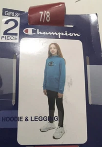 NWT Champion Turquoise Silver & Black Two Piece Hoodie & Legging Set Girls 7/8 - Picture 1 of 4