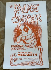 Alice Cooper Poster Megadeth 1986 Vintage 1st Oakland Original NOT Metallica - Picture 1 of 8