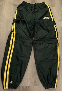 Vintage Puma Green Bay Packers Green Zip Off Track Pants/Shorts Youth L (14-16)