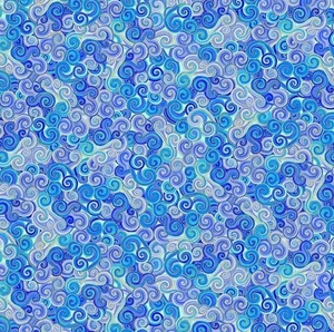 Timeless Treasures Escapade Blue Swirl Scrolls Cotton Quilt Fabric by the Yard - Picture 1 of 4