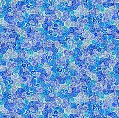 Timeless Treasures Escapade Blue Swirl Scrolls Cotton Quilt Fabric by the Yard - Image 1 of 4