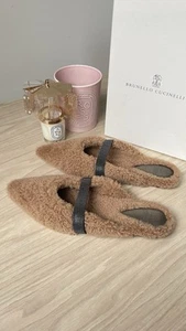 Brunello Cucinelli Shearling Monili Mules size 40 NEW with Box $1350 - Picture 1 of 19