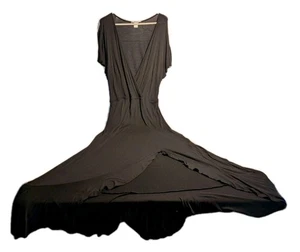 Lascana for Venus Kleid L schwarz stretchig Strick offen V-Ausschnitt unregelmäßiger Saum - Bild 1 von 10