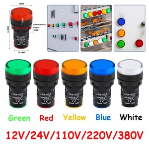 1PCS 12/24/110/220/380V 22MM LED Power Supply Normally Open Light Panel Mounting - Picture 1 of 4