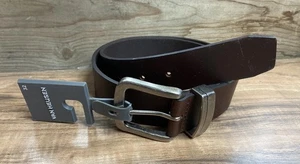 New Van Heusen Men’s 32 Belt Brown Leather Silver Tone Buckle Lightly distressed - Picture 1 of 11