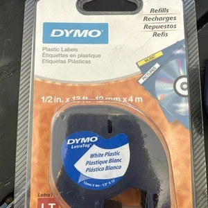 DYMO #91331 LetraTag White Plastic Label Refill Tape Cassette 1/2" x 13ft - Picture 1 of 2