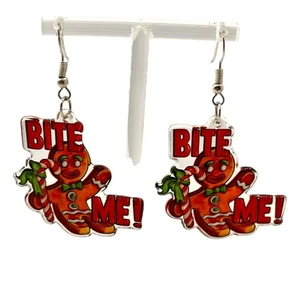 Statement Weihnachten Damen Ohrringe rot Lebkuchenmann Acrilyc  - Bild 1 von 3