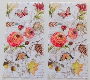 Fabric Cotton Pic D-Butterfly Mushroom Flower Acorn Beige 8 1/2" H x 4 1/4" W - Picture 1 of 2