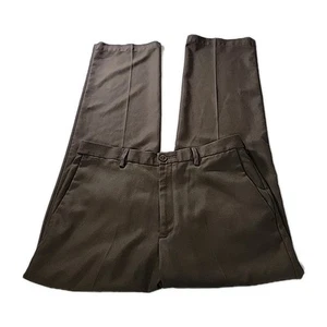 Haggar Dress Pants Men’s 34x32* Brown Classic Fit Straight Flat Front Polyester - Picture 1 of 7