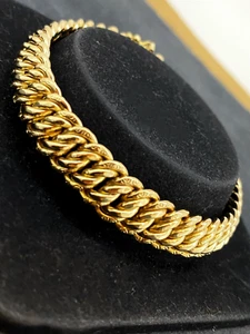 Brazalete de eslabones UnoAErre oro amarillo 9K retro años 60 italiano bordillo (cubano), 19,5 cm - Imagen 1 de 8