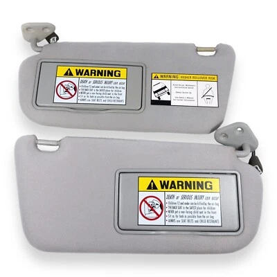 2001-2004 Hyundai Santa Fe Driver & Passenger Side Sun Visor Pair Gray Lighted - Image 1 of 4