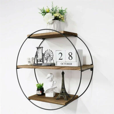 Modern 3 Tier Wall Floating Shelves Geometric Style F Bedroom Living Room Office - image 1 of 4