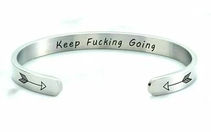 Keep *ucking Going Innen Gravur Armreif Armband Silber 2er Pack Geschenk - Bild 1 von 10