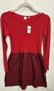 New Gap Girls Black Red Buffalo Print Long Sleeve Dress XXL 14-16 Holiday - Picture 1 of 4