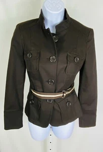 Cappotto Zara Basic Cropped Marrone Giacca con Cintura Patta Tasca Donna Taglia Media  - Foto 1 di 3