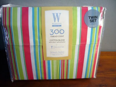Винтажный Wamsutta хлопок смесь 300 3 изделия Twin простыня кровать комплект яркие полоски  - Изображение 1 из 3