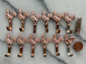 Vintage Nevco Decorative Copper Chicken Rooster Wall Hooks Hardware 12 1970's - Picture 1 of 1