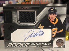 Jakub Lauko AUTO 2022-23 UD SPx Jersey Relic RC Boston Bruins Rookie SP /375