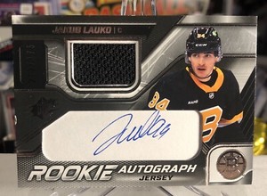 Jakub Lauko AUTO 2022-23 UD SPx Jersey Relic RC Boston Bruins Rookie SP /375