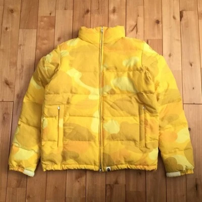 BAPE Giant camo yellow Puffer Down Jacket a bathing ape NIGO Size M - Image 1 of 4