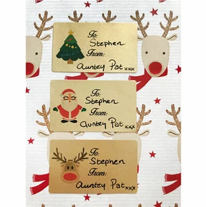 21 CHRISTMAS GIFT TAG STICKERS.GOLD SELF ADHESIVE LABELS. - Picture 1 of 6