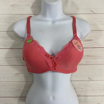 Angelina Wireless Lightly Padded Bra 36C Pink Back Clasp Adjustable Straps New - Image 1 of 4