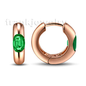 18kt Rose Gold Oval 4x6mm Natural Colombia Emerald New Engagement Earrings