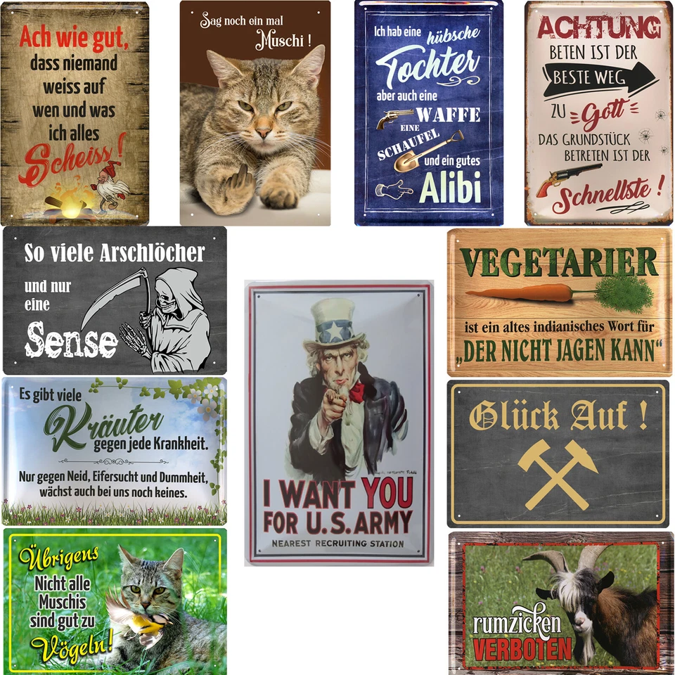 Blechschilder Warnschilder Schilder lustige Sprüche 20x30cm Deko Geschenke