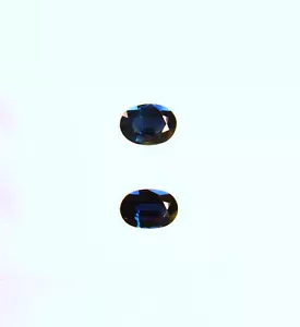 Natural Oval Blue Sapphires 2 Pcs 2.33 Cts Tol, 7.1x5.1 and 7.1x5.2 MM LxW - Picture 1 of 10