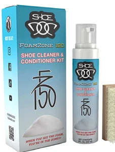100ml Shoe Cleaner Conditioner Kit Foamzone Delicate Rich Foam +Towel Brush Set - Picture 1 of 7