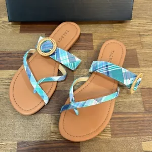 Talbots Damen-Sandale Gia Schnalle 8 kariert bunt kreuz und quer Sommer Küste flach - Bild 1 von 7