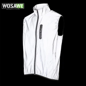 WOSAWE Men Full Reflective Vest Cycling Gilet Windproof Waterproof Glowing Tops - Picture 1 of 14
