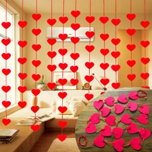Love Heart Hanging red Garland Valentine Propose Wedding Loving hearts Date - Picture 1 of 6