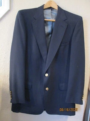 ¡EXCELENTE! Blazer/abrigo deportivo clásico de poli/lana de 2 bttn azul marino CRICKETEER 42/43L para hombre Foto 1 de 4