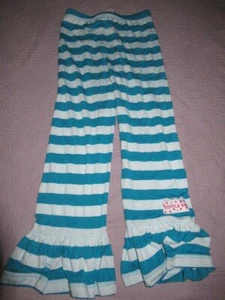 euc Ruffle girl aqua white stripe ruffle pants girls 7 free ship USA - Picture 1 of 2