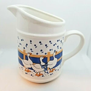 Blue Ribbon Duck/Goose Country Decorative Pitcher/Floral Vase - Picture 1 of 5