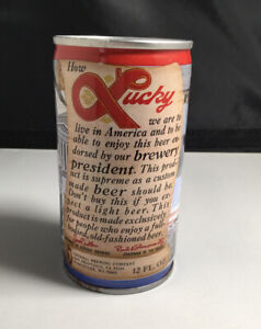 Lucky Beer President John Adams 12 Fl Oz Pull Top -EMPTY- Beer Can