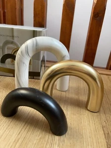 Next 3er Set Schwarz/Gold Marmor Bogen Skulpturen Nordische Wohnzimmer Deko - Bild 1 von 7