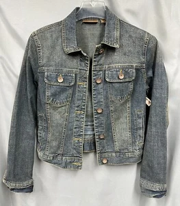 NEW Arizona Jean Jacket Womens Sz M Blue Denim Button Up Cotton Trucker - Picture 1 of 3