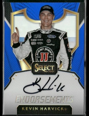 2017 Panini Select KEVIN HARVICK /50 On Card Auto Blue Prizm #E-KH NASCAR N173 - Image 1 of 3