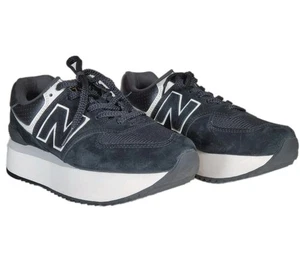 New Balance 574+ Sneakers Platform Nero Bianco WL574ZAB Donna US 9 B - Foto 1 di 13