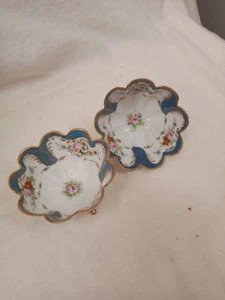 Juego de 2 cuencos Noritake borde festoneado 3 patas patrón floral pintado a mano - Imagen 1 de 13